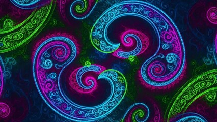 Vibrant Swirling Patterns in Neon Colors.
