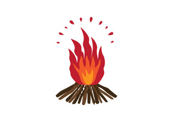 シンプルな焚火イメージのイラスト