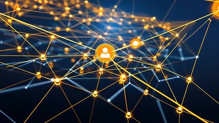 Abstract network communication concept with user icons, data connections and network connections - Powered by Adobe