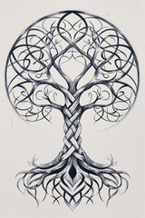 Graphic depiction of the tree of life with a Celtic pattern