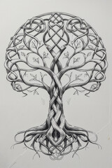 Graphic depiction of the tree of life with a Celtic pattern