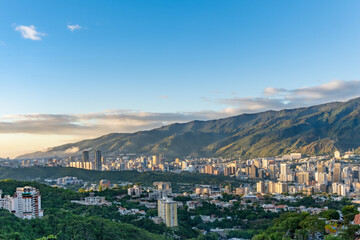 Panoramic view of avila mountains in Caracas, Venezuela under a clear sky