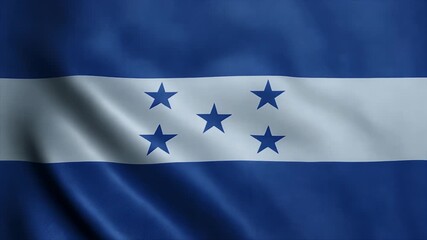 Waving Honduran flag with five blue stars on white stripe