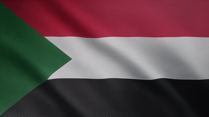 Waving Sudanese flag with vibrant red, white, black, and green colors