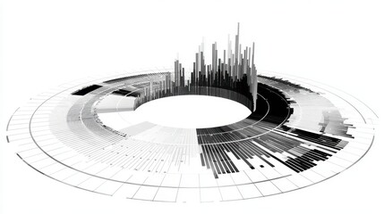 A modern radar chart clipart, performance tracking element, digital illustration, sleek gray tones, isolated on white background.
