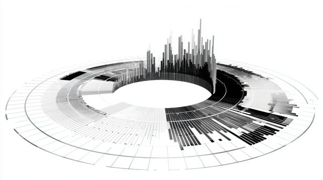 A modern radar chart clipart, performance tracking element, digital illustration, sleek gray tones, isolated on white background.