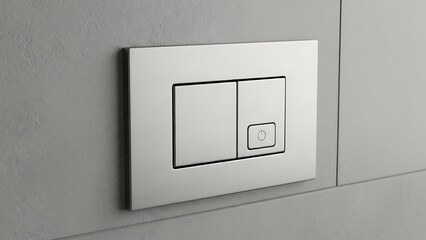 Modern Dual Flush Toilet Button on a Gray Wall.