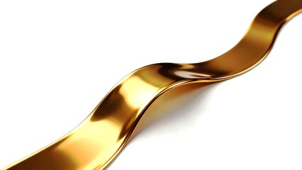 Investment strategy abstract premium luxury abstract background with bold glossy gold line flowing at the center on white surface background