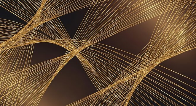 Intricate arrangement of fine golden threads creates an abstract swirling background design