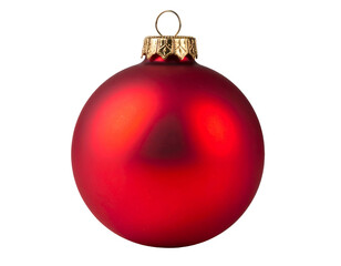 A single, plain red, matte spherical ornament for decorating