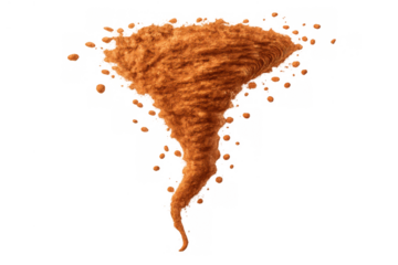Creating a sandstorm or dust devil, dangerous whirlwind effect. Dynamic natural phenomenon with flying particles