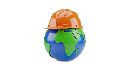 Earth wearing a hard hat