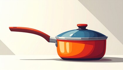 Simple and minimalist kitchenware icon of a small cooking pot with lid for culinary designs, restaurant menus, and home cooking.