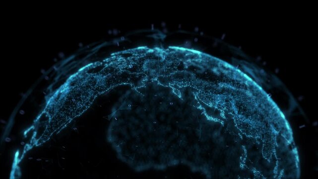 Rotating virtual blue Earth, 4K video footage