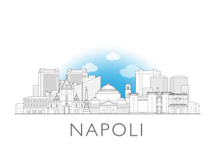 Naples, Napoli, Italy cityscape illustration skyline drawing
