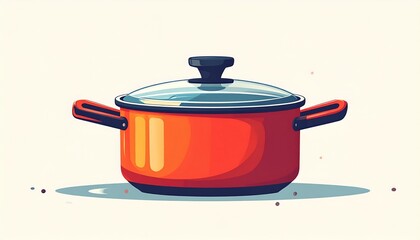 Simple and minimalist kitchenware icon of a casserole or stew pot for culinary designs, restaurant menus, and home cooking.
