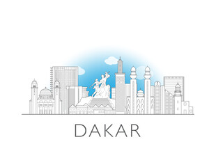 Dakar, Senegal cityscape illustration skyline drawing