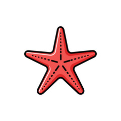 Obraz premium Vibrant red starfish illustration with a distinctive five-arm shape, capturing the essence of marine life and ocean wonders, perfect for design projects and educational materials