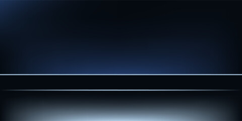 Obraz premium Empty Blue and Black studio background space for selling products, backdrop, wallpaper, background, text. Vector illustration.