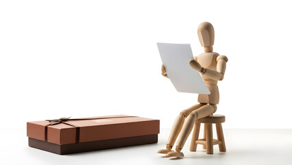 デッサン人形のバレンタイン台本読み（白背景・余白）