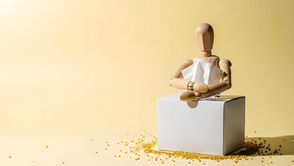 デッサン人形の花粉シーズン準備（ティッシュ・余白）