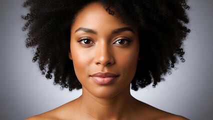 Portrait of a beautiful young woman with natural afro hair.