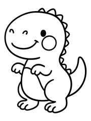 Obraz premium Cute Dinosaur Illustration: An adorable, smiling dinosaur character. Featuring friendly, cartoon-style illustration with simplistic outlines and cheerful expressions.
