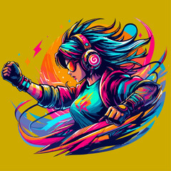 Gamer character vector illustration