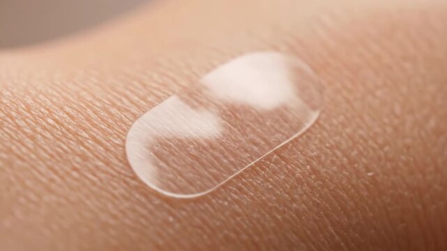 Extreme Macro of Flexible Biosensor Patch Stretching on Skin