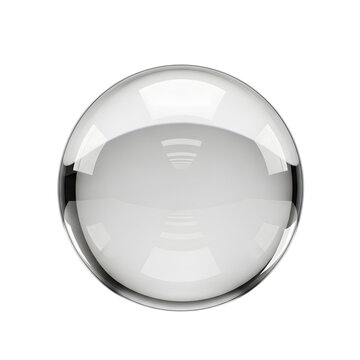A reflective, convex metallic sphere captures the surrounding environment with a distorted panoramic view.