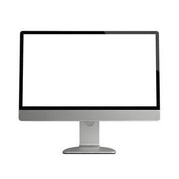 A sleek and modern computer monitor with a large blank white screen set against a dark background for professional or creative use