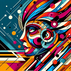 vector Illustration of artistic character with geometric