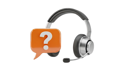 Headset with Question Mark Speech Bubble