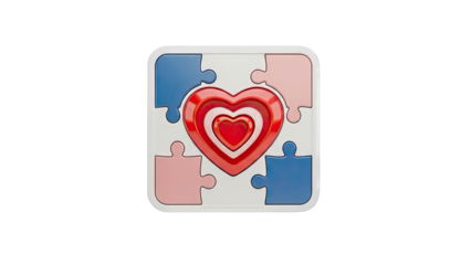 Heart Puzzle with Blue and Pink Pieces