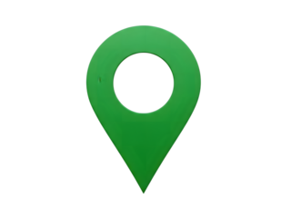 A bright green map location marker icon centered on a black background representing navigation or geographic positioning