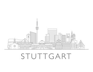Stuttgart Germany cityscape illustration skyline drawing