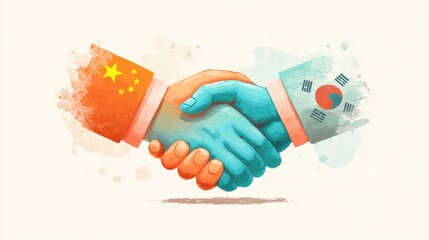 International relations concept illustration flat design front view diplomacy theme water color Complementary Color Scheme. 