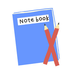 青いノートと2本の鉛筆のイラスト 学習や教育のイメージ素材