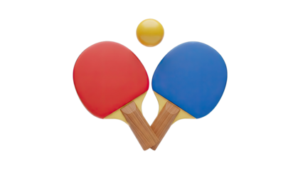 Red and Blue Ping Pong Paddles with Yellow Ball