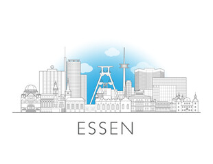 Essen Germany cityscape illustration skyline drawing