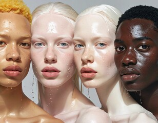 Harmony in Diversity: Four Women with Distinctive Ethnic Features and Glow