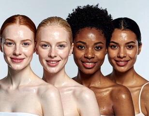 Empowered Diverse Women Celebrating Natural Skin Texture and Beauty