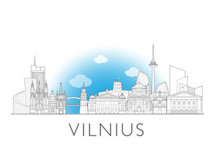 Vilnius Lithuania cityscape illustration skyline drawing