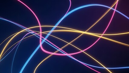 Vibrant neon light trails on dark background
