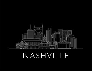 Nashville, Tennessee skyline cityscape vector illustration on black background