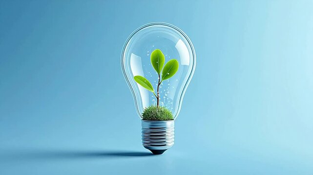 Light bulb with growing plant