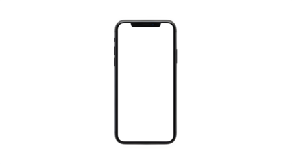 Blank white screen mockup of a modern smartphone isolated against a black background ready for digital design integration and application display concepts in vertical orientation