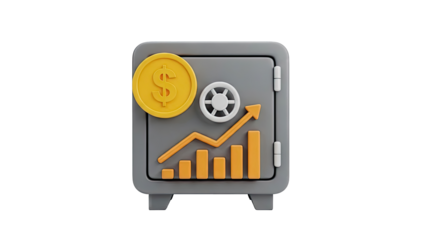 Safe with Growth Chart and Dollar Coin