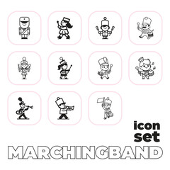 Marching band player icon set