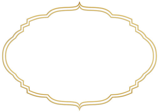 Simple golden geometric frame is isolated on white background. Luxury gold border for invitations, luxury templates, and decorative patterns. Gold border design. 3D png illustration.